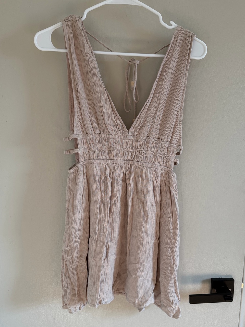 Papermoon Light Beige Crinkle V-Neck Camisole Dress
